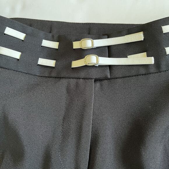 Cache Vintage Y2K Black Low Waisted Belted Trousers Pants Size 2 - Picture 6 of 8